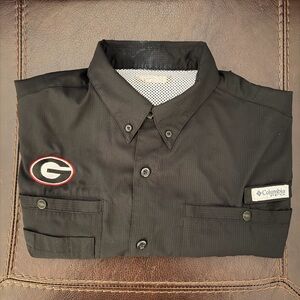 Men’s Columbia PFG Georgia Bulldogs UGA Short Sleeve Button Down Shirt Large